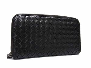 1円 BOTTEGA VENETA ボッテガヴェネタ イントレチャート レザー ラウンドファスナー 長財布 ウォレット 小銭入れ ブラウン系 DA5560