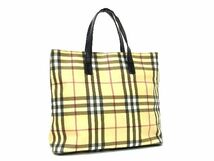 1円 BURBERRY バーバリー ノバチェック PVC ハンドバッグ トートバッグ レディース ベージュ系 AT2641_画像1