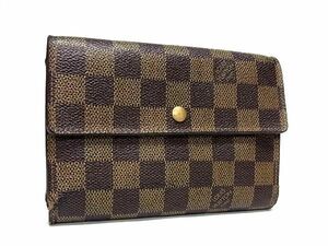 1円 LOUIS VUITTON ルイヴィトン N61202 ダミエ ポルトトレゾール エテュイ パピエ 三つ折り 財布 ウォレット ブラウン系 BF4376