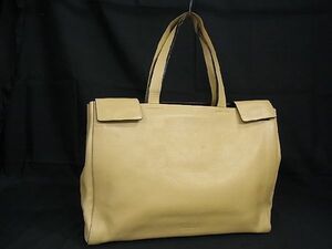 1円 PRADA プラダ レザー ハンドバッグ トートバッグ レディース メンズ ライトイエロー系 BG5198