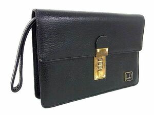 1円 ■美品■ dunhill ダンヒル ダイヤルロック式 クラッチバッグ セカンドバッグ メンズ ブラック系 AT2543