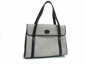 1円 ■美品■ GUCCI グッチ オールドグッチ ヴィンテージ マイクロGG PVC ハンドバッグ トート レディース ネイビー系 AT2757