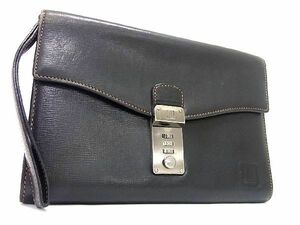 1円 dunhill ダンヒル レザー クラッチバッグ セカンドバッグ メンズ ブラック系 BG5499