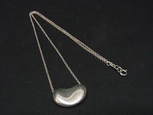 1円 ■美品■ TIFFANY＆Co ティファニー エルサペレッティ ビーン SV925 ビッグ ネックレス ペンダント アクセサリー シルバー系 AN5412