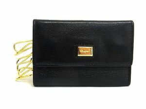 1円 ■美品■ Salvatore Ferragamo フェラガモ 224113 レザー 6連 キーケース 鍵入れ レディース メンズ ブラック系 BG5668