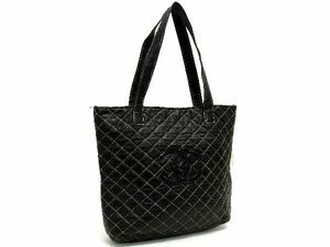 1円 CHANEL シャネル ココマーク マトラッセ ラムスキン トートバッグ ハンドバッグ ショルダー レディース ブラック系 BG5092