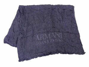 ■美品■ ARMANI COLLEZIONI アルマーニコレツォーニ レーヨン90%×シルク10% ストール マフラー メンズ ブラック系 DD7622