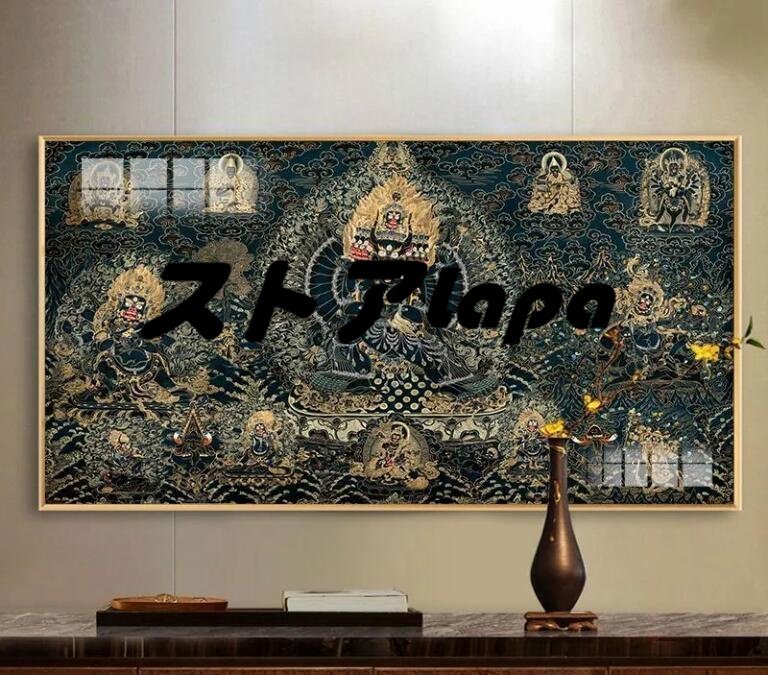 Verpassen Sie es nicht! Daiitoku Kongo dekoratives Gemälde hängendes Gemälde buddhistisches Wandbild im buddhistischen Stil für die Halle, den Empfangsraum, das Arbeitszimmer, die Aufbewahrung 80*40CM, Kunstwerk, Malerei, Andere