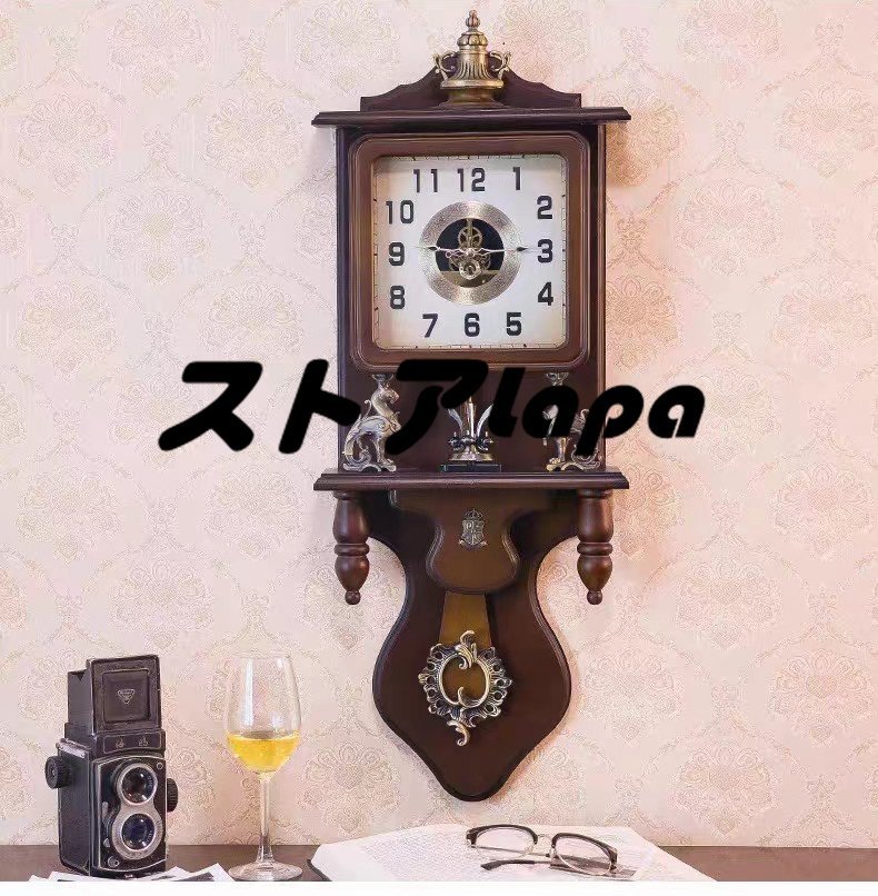 伝統なスタイル アンティーク調 柱時計 振り子時計 掛け時計 電波式 壁掛け 木 ほとんど音がしない独特の歯車デザイン ハンドメイド q2076, 置時計, 掛時計, 掛時計, 柱時計, アナログ