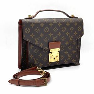 1円 べたなし 美品 LOUIS VUITTON ルイヴィトン モノグラム モンソー 2way ハンドバッグ ショルダー レディース メンズ M51185