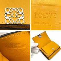 1円 良品 LOEWE ロエベ アナグラム トライフォールド ウォレット 3つ折り財布 コンパクトウォレット C821TR2X02 イエローマンゴー_画像6