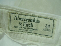 ssy7548 Abercrombie & Fitch アバクロ ショートパンツ ホワイト ■ ノータック ■ 無地 ストレッチ コットン W34_画像9