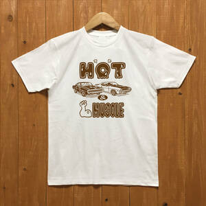 ■HOT & MUSCLE Tシャツ■ Lサイズ（ホワイトxブラウン）チャ－ジャ－　チャレンジャー　ダッジ DODGE MOPAR