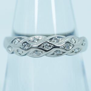 ★1円スタ！ 【0.11ct】PT900 3.1g ♯11 プラチナ ラウンドブリリアントカット レディース ダイヤモンドリング Diamond Ring 指輪 仕上