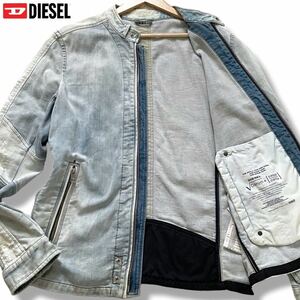 美品/L-XLサイズ●DIESEL ディーゼル デニム ジャケット ライダース ブルゾン ジージャン ウォッシュダメージ ストレッチ jogg ジョグ 通年