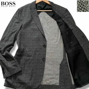 極美品/XLサイズ●ヒューゴボス テーラード ジャケット HUGO BOSS メンズ 高級感 ストレッチ性◎ レーヨン素材 総柄 幾何学柄 50