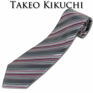 タケオキクチ TAKEO KIKUCHI シルク レジメンタル ネクタイ グレー系 新品 正規品 メンズ