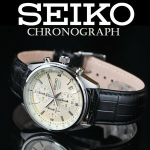 新品 逆輸入セイコー 100m防水 美しいシャンパンゴールド クロノグラフ 腕時計 SEIKO 未使用 メンズ 激レア日本未発売 メーカー完売