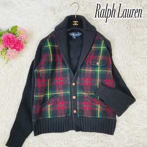 【美品】Ralph Laurenラルフローレン　ショールカラーニットカーディガン