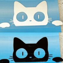 猫　ステッカー　白　黒　2枚セット　かわいい　カーステッカー　装飾　デカール　お洒落　ワンポイント_画像9