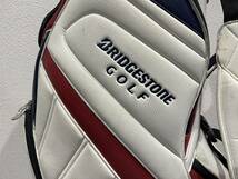 坂森6 １円オークション お値打ち ゴルフバッグ BRIDGESTONE ブリヂストン 傷 汚れあり 上部カバーなし 現状品 ホワイト系 メンズ 紳士_画像2