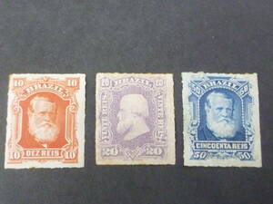 24 S N5A Brazil stamp 1878-79 year SC#68-70 total 3 kind unused NG( glue .) [SC appraisal $38]