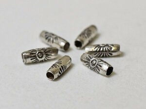 ●わくわくとんぼ玉★得割! カレンシルバー太陽様入丸管型ビーズ6個セットA (Φ2.8mm) Karen silver 925 銀【T21005A】