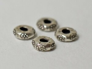 ●わくわく とんぼ玉★得割! カレンシルバー刻印入円形ディスクビーズ4個セットB(Φ7.0mm) 銀 Karen silver 925 トンボ玉【T22002B】