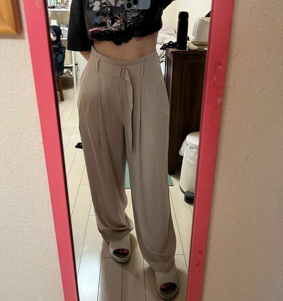 パンツ ブランド「セオリー」Theory 爽やかベージュ wide leg trousers size 0