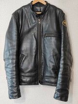 VANSON 80s-90s オールド バンソン シングル ライダース ジャケット 別注ワッペン サイズ38 Dタイプ タロンジップ スクエアバックル_画像2