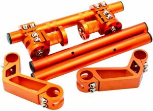 【新品】バイクスクーター汎用CNCアルミ製セパレートハンドルキット (オレンジ) 角度調整 ポジション 分離式
