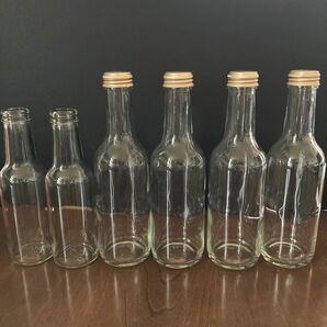 ガラス瓶　2種6本セット　ドレッシング瓶　みかんジュース瓶(蓋付き) 花瓶　インテリア　工芸材料
