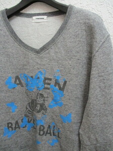 即決 2011AW UNDERCOVERISM アンダーカバーイズム 11AW PRINTED V-NECK SWEAT バタフライ 蝶々重ねプリント カレッジプリント スウェット