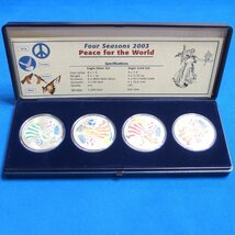 アメリカ◆1ドル銀貨 4枚セット【Four Seasons 2003 Peace for the World EAGLE SILVER SET】・ケース入り◆USED 0017_画像1