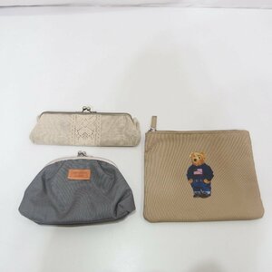 AYANOKOJI* Kyoto ... small . bulrush . pen case ( beige )& pouch ( gray )2 point set * extra ( Polo Bear pouch ) attaching *USED