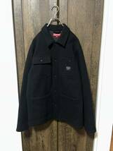 名作 希少 美品 Supreme WOOLRICH Wool Chore Jacket シュプリーム ウールリッチ ウール チョアジャケット L 黒 ジャケット カバーオール_画像1