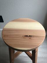 丸椅子スツール木製おしゃれサイドテーブルhandmade無垢材、訳あり、2脚セット_画像4