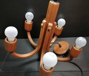 ★☆DOMUS ドムス シャンデリア ペンダントライト ランプ 5灯 照明 木製 ヴィンテージ☆★