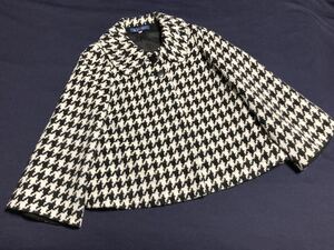 ♪超美品　エムズグレイシー ショートコート　Aライン　千鳥格子　白×黒　サイズ40 L アンゴラ　ウール♪ 上品　高級感　暖か