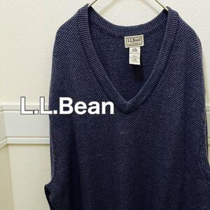 L.L.Bean вязаный свитер шерсть v Neck L Size