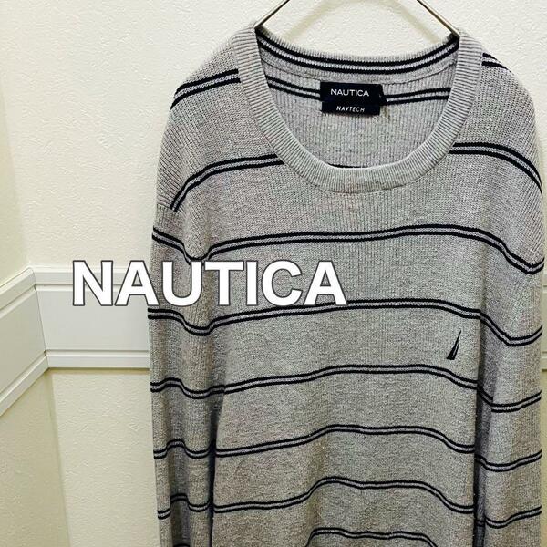 ノーティカ　NAUTICA ニット　セーター ボーダー グレー　ネイビー