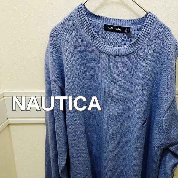 ノーティカ　NAUTICA ニット　セーター ハーフジップ　水色