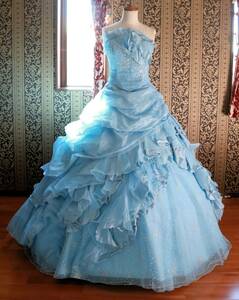 LANCETTY high class wedding dress 7 number 8 number S~M size light blue color dress made in Japan 