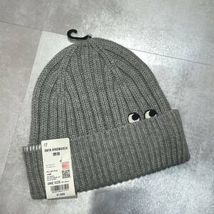 送料無料 UNIQLO アニヤハインドマーチ ヒートテックニットビーニー 帽子 グレー