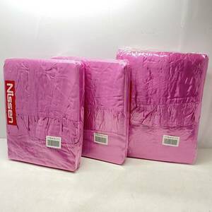 送料無料g27299 フリル付き 掛けカバー ピンク 寝具 シルク レーヨンベットカバー 刺繍 シングル 3枚セット まとめ 未使用