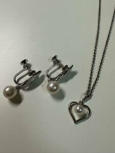 MIKIMOTO ミキモト シルバーカラー ネックレス イヤリング セット