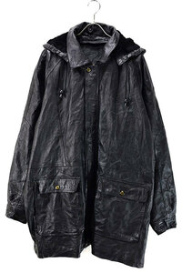 Used 00s Unknown Black Leather Middle Coat Size 3XL Tall 古着
