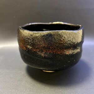 T 茶道具 【大野九行造　黒楽茶碗 】サイズ:直径約11.5cm、高さ約 8.5cm 箱無し