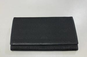 【D3247】アルマーニ 長財布 黒 二つ折り ナイロン レザー EMPORIO ARMANI