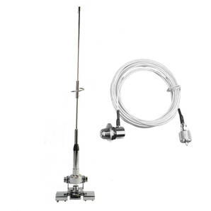 144/430MHz帯 45㎝デュアルバンドアンテナ ハッチバック/トランク基台(シルバー)SC316(1.5D-2V相当)MJL-MP接栓 同軸ケーブル5m フリマ対応